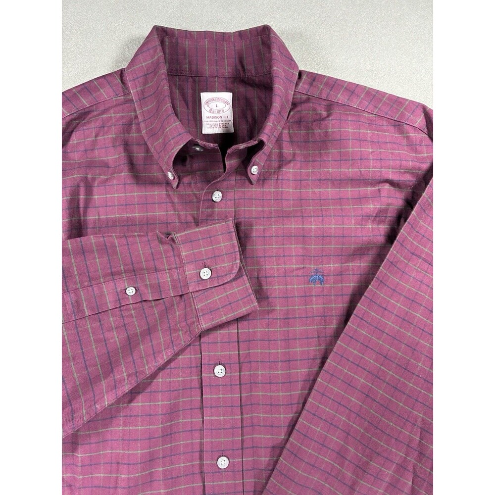 Brooks Brothers Madison Fit Pink Check Button Shirt Men’s Large